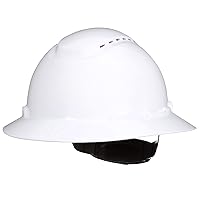 Hard Hat SecureFit H-801SFV-UV, White, Vented Full Brim Style Safety Helmet with Uvicator Sensor, 4-Point Pressure Diffusion Ratchet Suspension, ANSI Z87.1