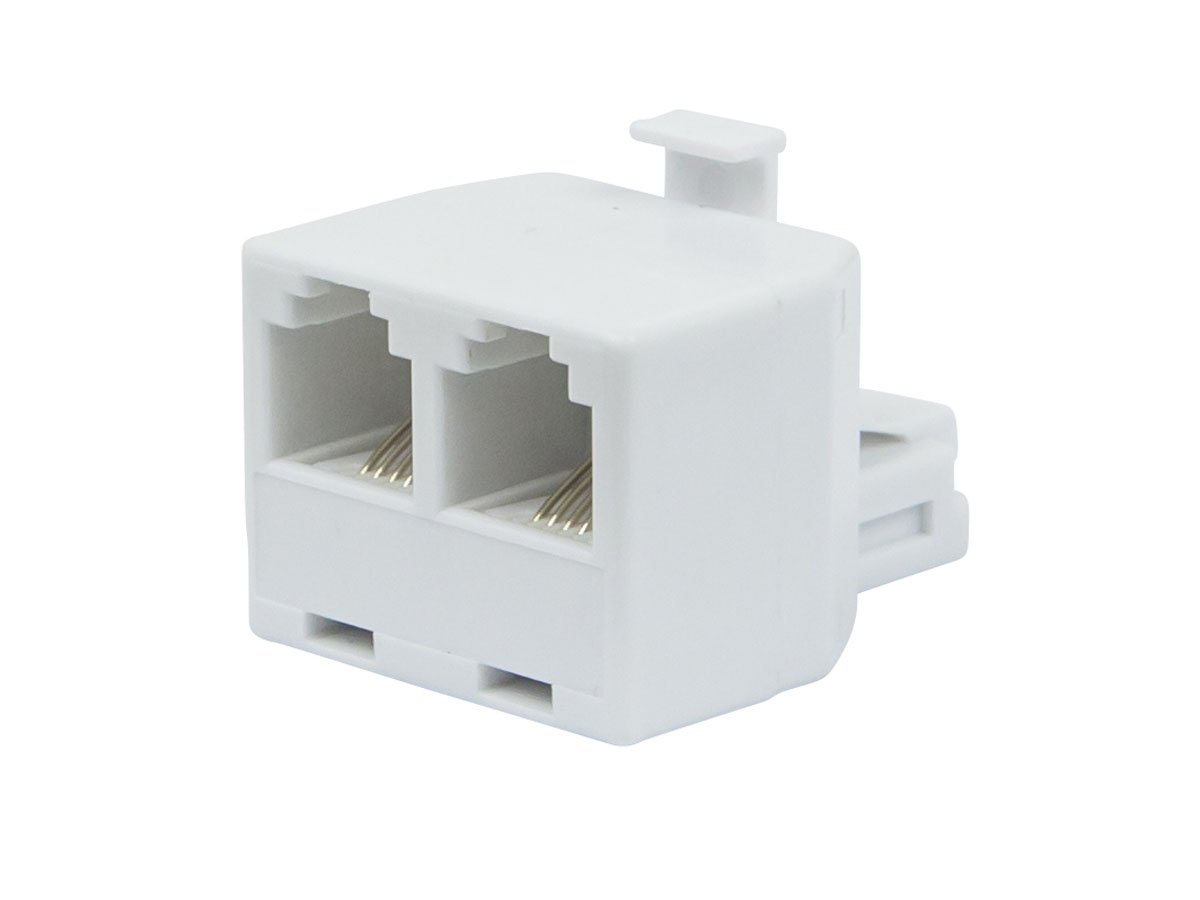 Monoprice RJ11 6P4C Modular T-Adapter - Male to 2x Female, Straight, White