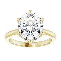 10K Solid Yellow Gold Handmade Engagement Ring, 3 CT Oval Cut Moissanite Diamond Solitaire Wedding/Bridal Rings for Women/Her, Propose Ring