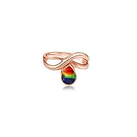Ammolite Ring Natural AAA Grade Stone 3 colors Set in 14k Gold