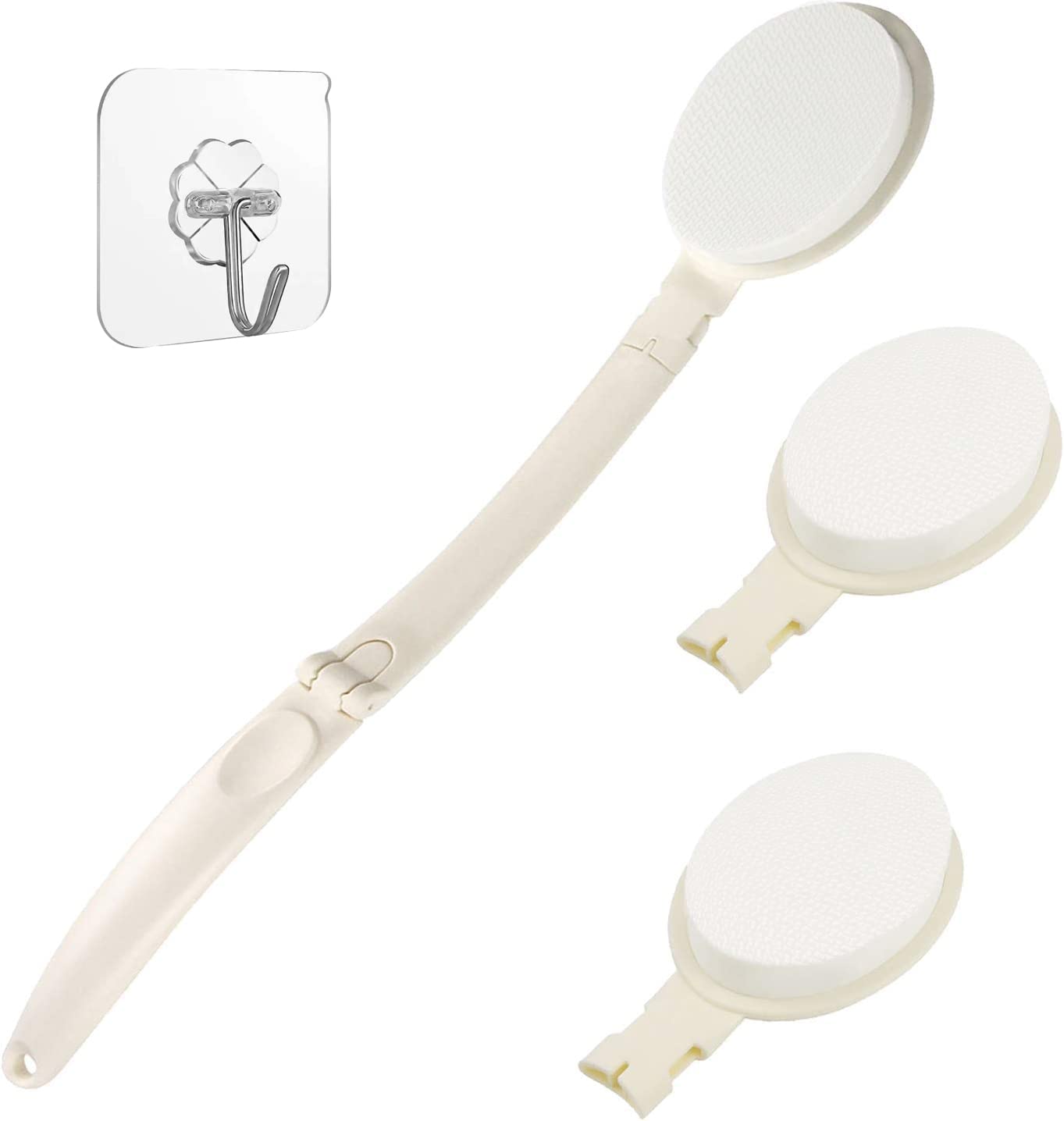 LFJ Lotion Applicator with Long Curved Handle for Back,Legs,Feet Self Application of Sunscreen, Sunless Self-Tanning, Skin Cream, Acne