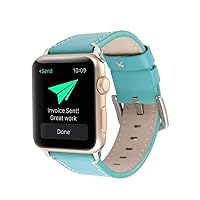 NNHF Compatible with Apple Watch Band 38mm 40mm 42mm 44mm, Sharp Tail Calfskin Genuine Leather Buckle Replacement Band Compatible with Iwatch Series 5 4 3 2 1 (Green, 40mm)