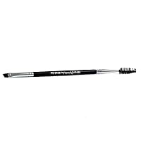 Angled Eyebrow Brush with Spoolie - Beauty Junkees Duo Eye Brow Brush and Comb with Firm Thin Angle for Filler, Tint, Liner, Definer, Shaper, Tamer, Cruelty Free