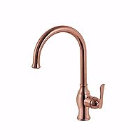 YI YA YA - Antique Copper Finish Bathroom Sink Faucet Single Hole Mixer Taps Single Lever Handle Tall Swivel Curve Spout Kitchen Sink Faucet