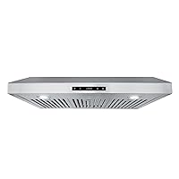 COSMO COS-KS6U30 30 in. Under Cabinet Range Hood with Digital Touch Controls, 3-Speed Fan, LED Lights and Permanent Filters, in Stainless Steel