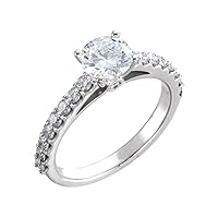 Solid 14k White Gold 1 1/2 Cttw Diamond Engagement Ring Band 1.50 Cttw - Size 8.5