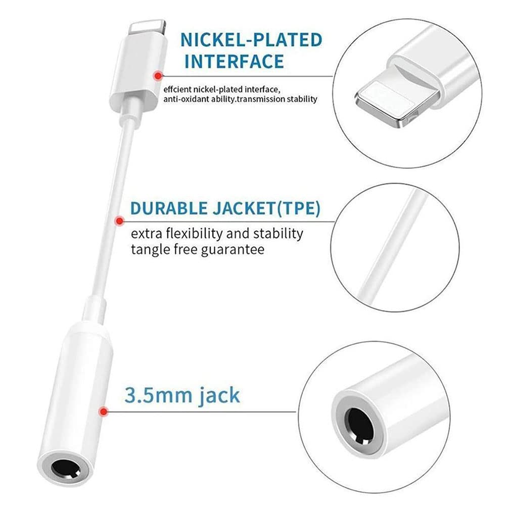 [Apple MFi Certified] 2 Pack for iPhone 3.5mm Headphones Adapter, Lightning to 3.5 mm Headphone/Earphone Jack Converter Audio Aux Adapter Dongle Compatible with iPhone 14 13 12 11 Pro XR XS Max X 8 7