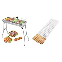 Large Stainless Steel Folding Portable BBQ Grill with 8 Piece 23
