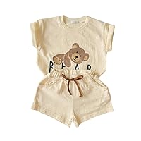 Summer Toddler Baby Clothes Boy Girl T-Shirt Shorts Two Piece Set Cute Bear Print Child Casual Sets