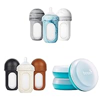 Boon NURSH Reusable Silicone Baby Bottles with Accessories - Stage 2 Medium Flow - 3 Count