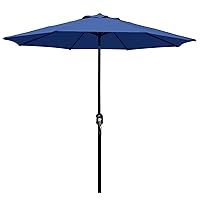 Blissun 9' Outdoor Patio Umbrella, Outdoor Table Umbrella, Yard Umbrella, Market Umbrella with 8 Sturdy Ribs, Push Button Tilt and Crank