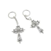 100 PCS Arts Crafts Fashion Jewelry Making Findings Key Ring Chains Tags Clasps Keyring Keychain W0WC1S Latin Cross