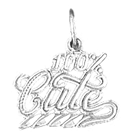 18K White Gold 100% Cute Saying Pendant, Made in USA