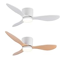 GESUM 2 Pack Low Profile Ceiling Fan with Remote Control 3 Blades for Bedroom Dining Room