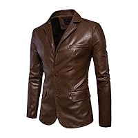 Slim Leather Suits Jackets For Men, Casual Suits Jackets, Male Solid PU Leather Coats, Suits Leather Jackets