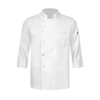 Chef Jacket for Men Chef Shirt Short/Long Sleeve Chef Uniform Kitchen Cooking Work Uniforms Loose Fit WhiteI Medium