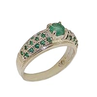 925 Sterling Silver Real Genuine Emerald Womens Wedding Band Ring