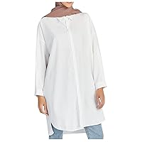 Prime Wardrobe Deals Of The Day Muslim Shirts For Women Loose Fit Button Down Long Shirt Plain Casual Long Sleeve Blouses Oversized Plain Tops Staic X Shirt