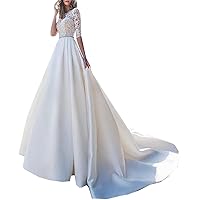 Melisa Princess Elegant Appliques A Line Bridal Ball Gowns with Wedding Dresses for Bride with Train