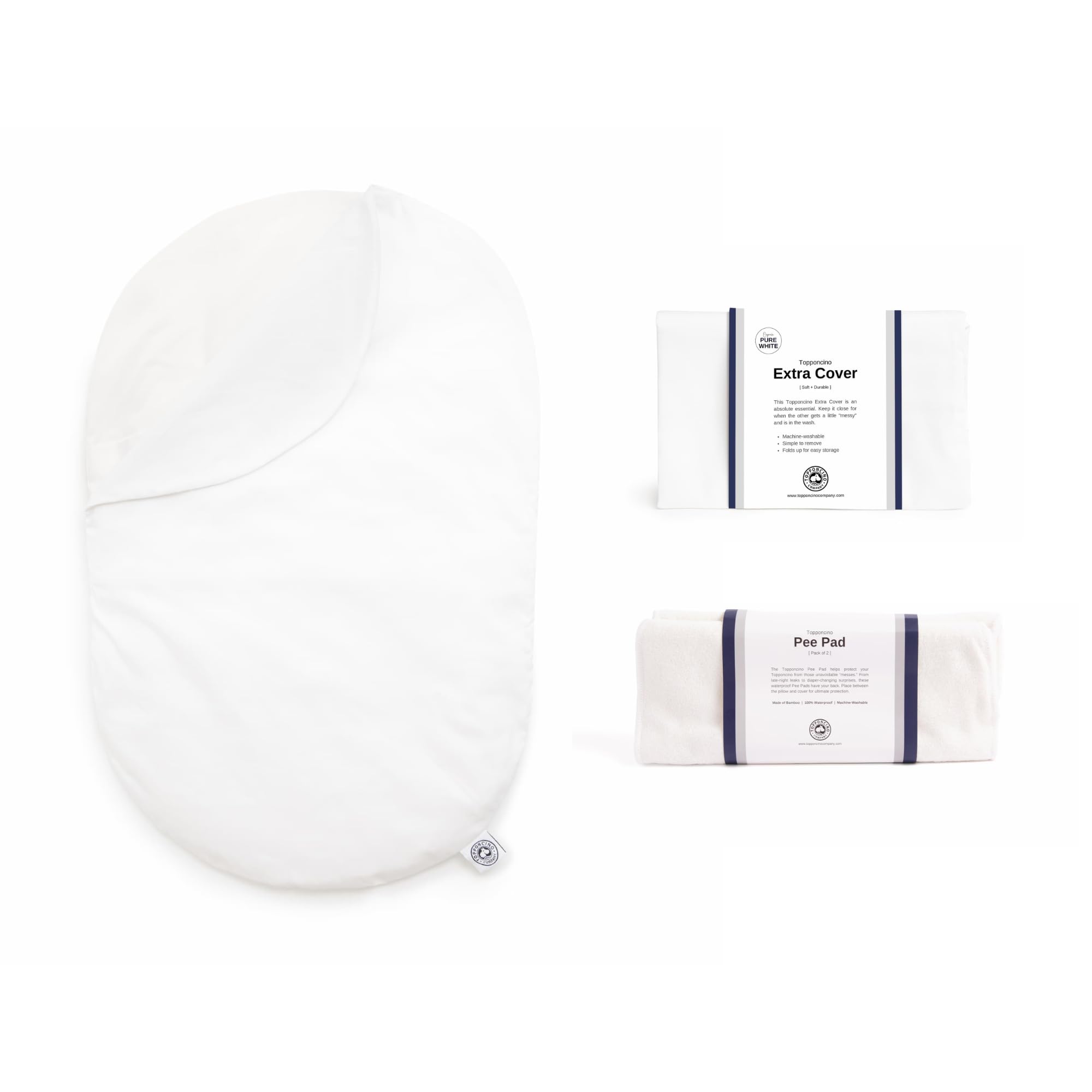 Topponcino Bundle (Organic White) | Organic Topponcino, Organic Extra Cover, and Pee Pads