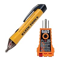 Klein Tools NCVT1PKIT Electrical Tester Kit with Non-Contact Low Voltage Tester, 50 to 1000V AC and GFCI Receptacle Tester, 2-Piece