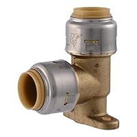 SharkBite Max 1/2 Inch 90 Degree Drop Ear Elbow, Push to Connect Brass Plumbing Fitting, PEX Pipe, Copper, CPVC, PE-RT, HDPE, UR249A