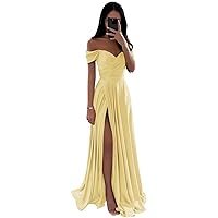 Off Shoulder Satin Prom Dress 2024 Sweetheart Neck for Women Long Evening Formal Party Gowns