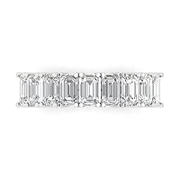 2.61 ct Brilliant Emerald Cut Clear Simulated Diamond 14k White Gold Eternity Wedding Engagement Promise anniversary Band