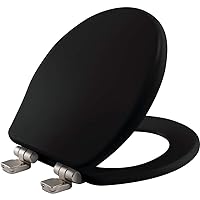 Bemis 9170CHSL 047 Alesio II Toilet Seat with Chrome Hinges Will Slow Close, Never Loosen and Provide The Perfect Fit Durable Enameled Wood, 1 Pack - ROUND, Black