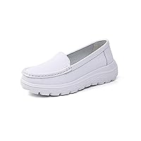 Nurse Shoes for Women, Soft Sole Non-Slip Genuine Leathe Work White Shoes, Comfort Walking Shoes