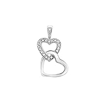CARISSIMA Gold Women's 9 ct White Gold 0.10 ct Diamond Double Heart Pendant