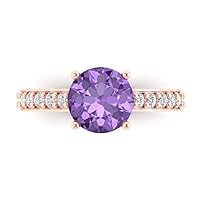 Clara Pucci 2.25 ct Round Cut Solitaire with accent Simulated Alexandrite Engagement Promise Anniversary Bridal Ring 14k Rose Gold