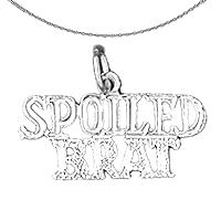 Silver Saying Necklace | Rhodium-plated 925 Silver Spoiled Brat Saying Pendant with 18