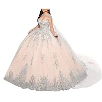 Women's Sweetherat Ball Gown Quinceanera Dresses Tulle Crystal Beaded Princess Sweet 16 Dresses