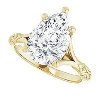 Moissanite Solitaire Engagement Ring, 2ct Colorless Stone, Sterling Silver with 18K Gold Wedding Band