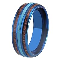 Tungsten Wedding Ring Koa Wood Turquoise Inlay Vikings Hunting Band -Free Customized Ring