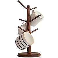 Mug Holder Tree,Coffee Mug Rack,Coffee Cup Holder with 6 Hooks,Wood Coffee Mug Holder for Counter,Coffee Bar Accessories and Decor,Coffee Station Organizer(Brown)