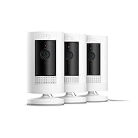 Ring Stick Up Cam Plug-In | Weather-Resistant Outdoor Camera, Live View, Color Night Vision, Two-way Talk, Motion alerts, Works with Alexa | 3-Pack | White