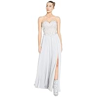 Glamour by Terani Juniors' Strapless Corset-Back Gown Silver 2