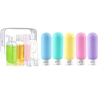 Cosywell Travel Size Toiletries Plastic Squeeze Bottles Travel Size Kit for Toiletries 5 Pack 3.4oz Travel Bottles
