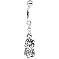 Body Candy Handcrafted Stainless Steel Hawaiian Pineapple Dangle Belly Ring