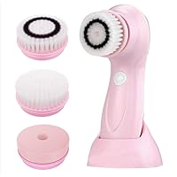 Facial Cleansing Brush, Rechargeable Waterproof Face Cleanser Spin Face Brush for Deep Cleansing with 3 Brush Heads and 2 Power Modes
