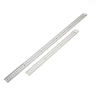 uxcell Stationery Double Sides Straight Ruler 30cm 50cm 2 in 1 Silver Tone
