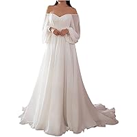 A Line Long Sleeve Wedding Dresses for Bride 2024 Lace Appliques Illusion V Neck Bridal Gown with Chapel Train DI011