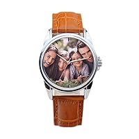 Custom Graphic Quartz Watch Leather Band Customized Picture Watch for Men Women