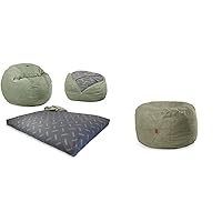 CordaRoy's Queen Size Chenille Bean Bag and Footstool Bundle, Moss