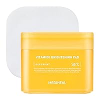 MEDIHEAL Vitamide Brightening Pad (100 Pads) - Hypoallergenic Pads with Niacinamide, Sea Buckthorn - Radiance Boosting for Clear, Illuminating Skin
