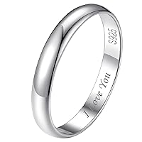 FindChic 925 Sterling Silver Band Rings for Women Girls Simple Engagement Wedding Band Size 4 to 12 Width 2mm/3mm/5mm, with Gift Box