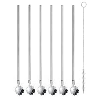 Reusable Stainless Steel Long Handle Straws Spoon, 6 Pieces 8.6