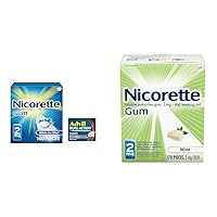 Nicorette 2mg Mint Gum 160ct + Advil Dual Action 2ct Stop Smoking & Pain Relief Aid